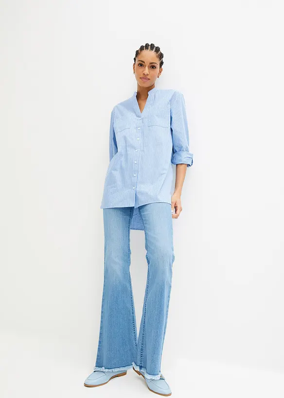 Lång blus med uppvikta ärmar, bonprix