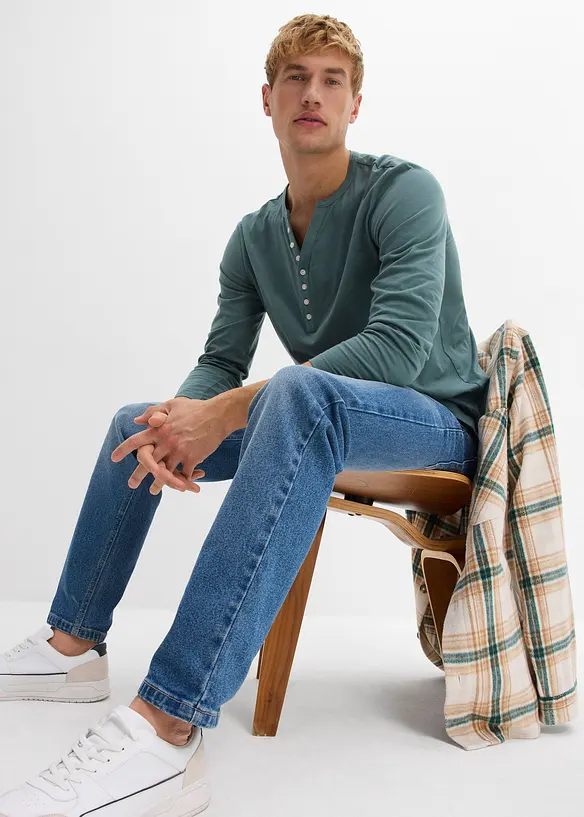 L&aring;ng&auml;rmad farfarstr&ouml;ja i ekologisk bomull, smal passform, bonprix