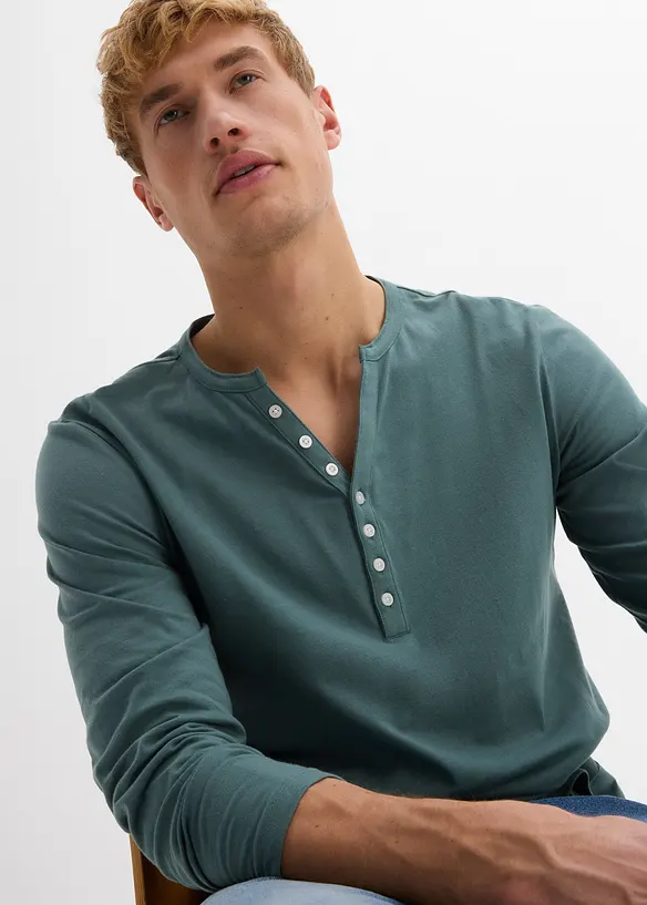 L&aring;ng&auml;rmad farfarstr&ouml;ja i ekologisk bomull, smal passform, bonprix