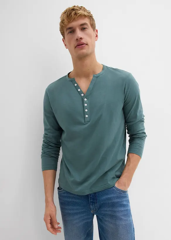 L&aring;ng&auml;rmad farfarstr&ouml;ja i ekologisk bomull, smal passform, bonprix