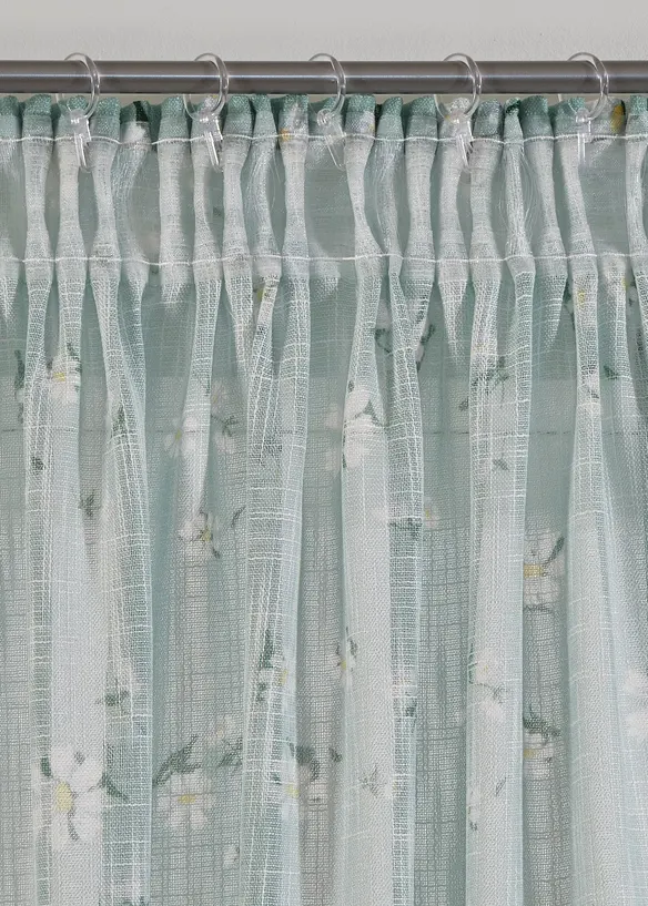 Blommönstrad gardinlängd med återvunnen polyester (1-pack), bonprix