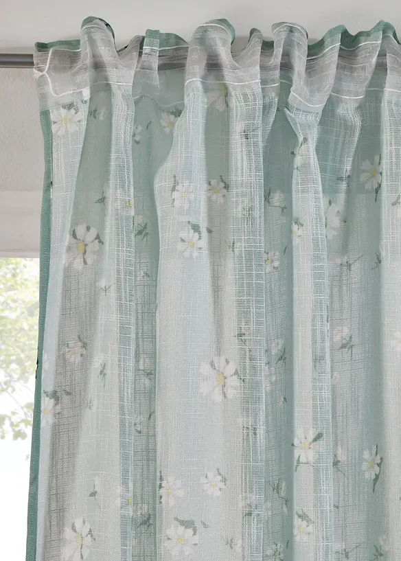 Blommönstrad gardinlängd med återvunnen polyester (1-pack), bonprix