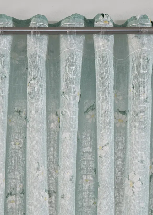 Blommönstrad gardinlängd med återvunnen polyester (1-pack), bonprix