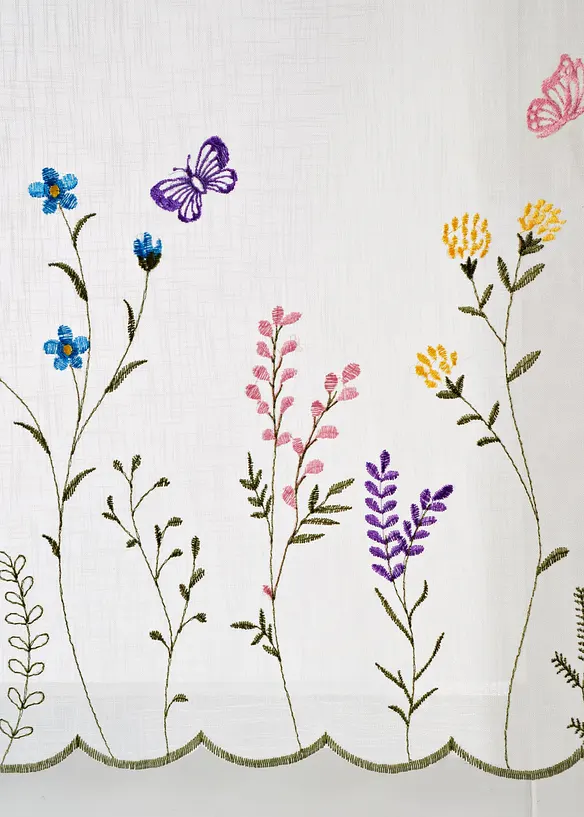 Caf&eacute;gardin med blombroderi, bonprix