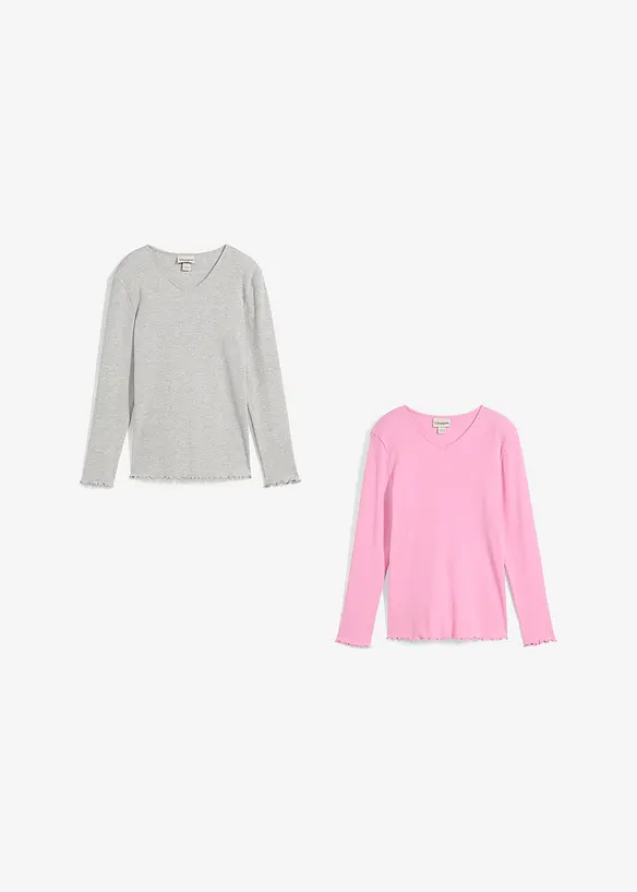 Ribbad topp med ekologisk bomull (2-pack), bonprix