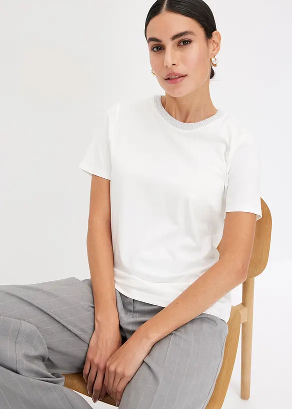 Topp med stickad mudd och glittrande garn, bonprix