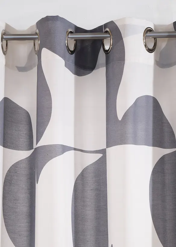 Gardin med grafiskt mönster i återvunnen polyester (1-pack), bonprix