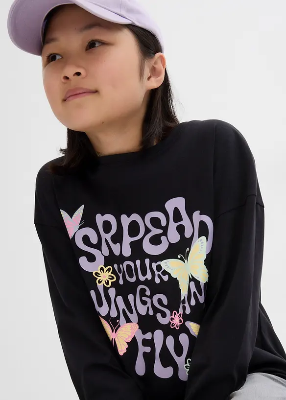 L&aring;ng&auml;rmad topp i ren ekologisk bomull, bonprix