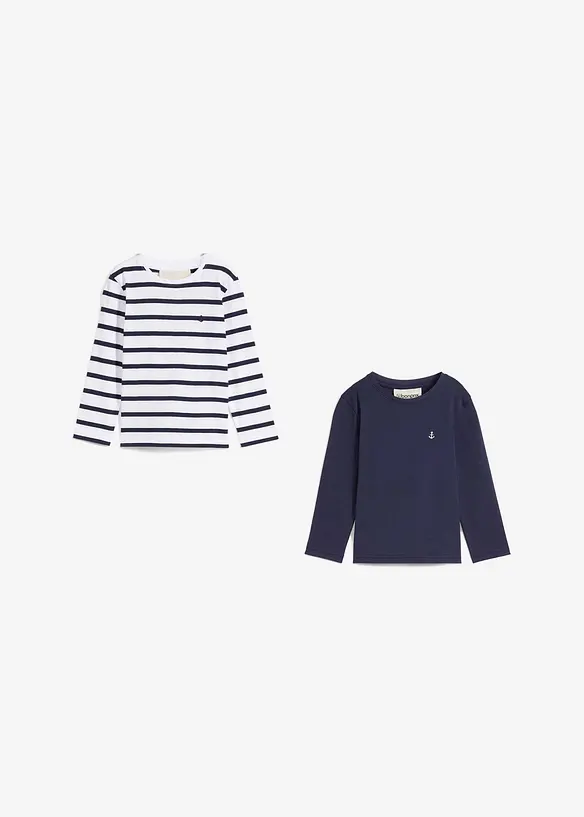 Långärmad T-shirt i ren ekologisk bomull för barn (2-pack), bonprix