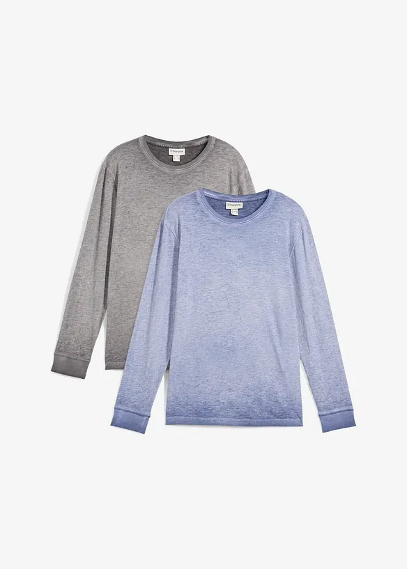 Långärmad T-shirt i ekologisk bomull (2-pack), bonprix