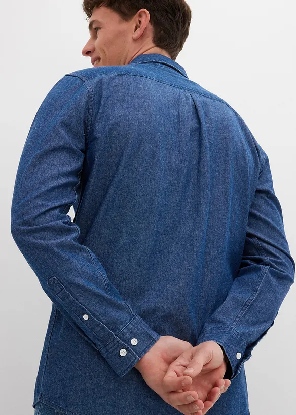 Långärmad jeansskjorta i ren bomull, bonprix
