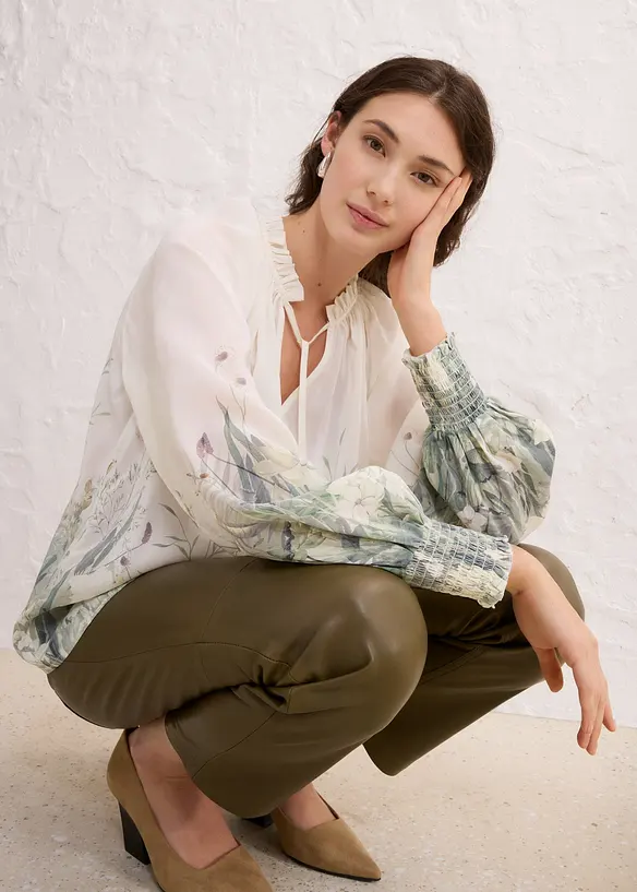 Blus med sidenandel, bonprix