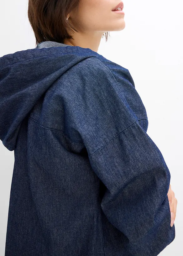 Jeansblus med huva, bonprix