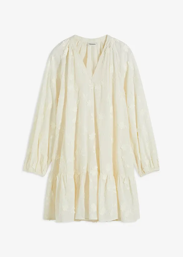 Klänning med blomapplikation, bonprix