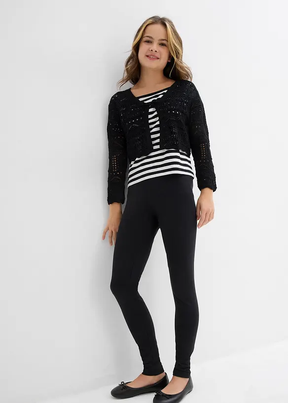 Leggings i elastiskt material med ekologisk bomull för barn (2-pack), bonprix