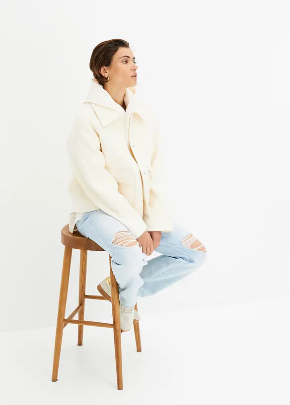 Tunn teddyjacka av bouclé, bonprix
