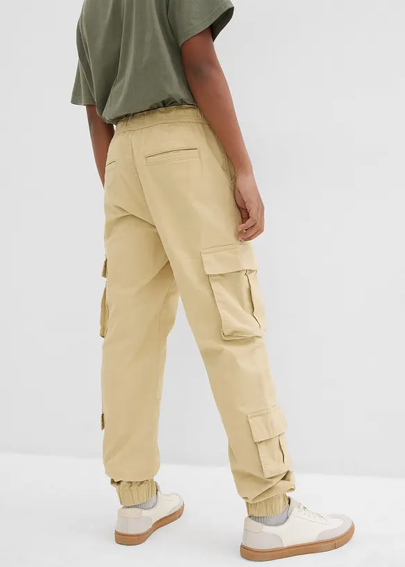 Stretchig cargobyxa i dra på-modell för barn, normal passform, bonprix