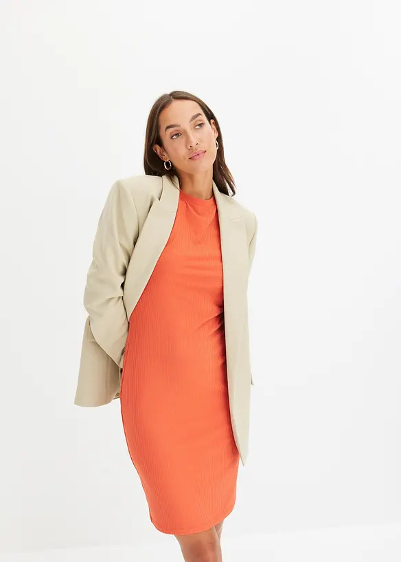 Ribbstickad jerseyklänning, bonprix