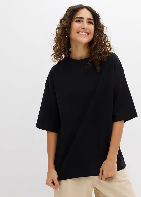 Oversizetopp av tjock jersey i ekologisk bomull, bonprix