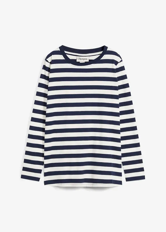 Långärmad randig topp av ren ekologisk bomull, bonprix