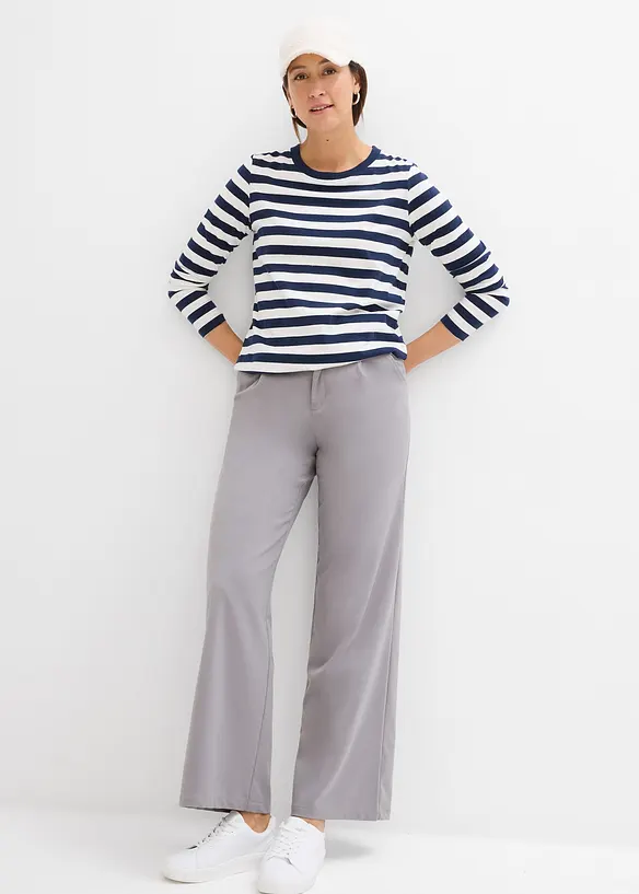 Långärmad randig topp av ren ekologisk bomull, bonprix