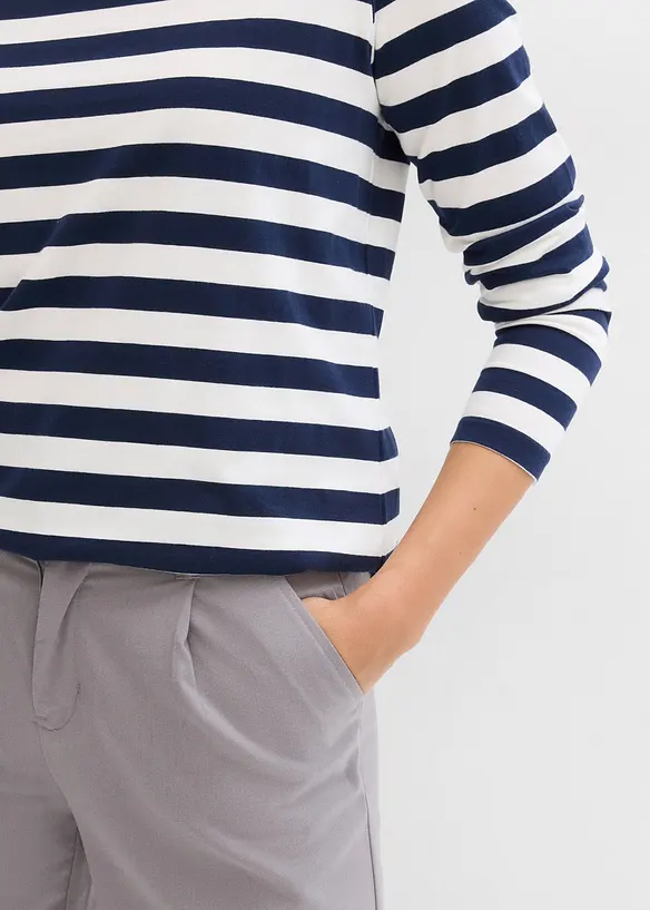 Långärmad randig topp av ren ekologisk bomull, bonprix