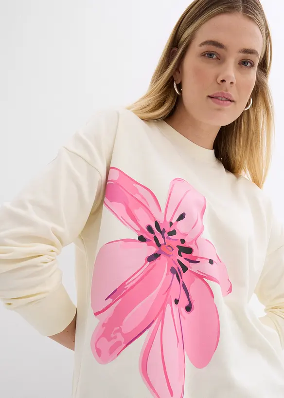 Sweatshirt med tryck i bomullsmix, bonprix