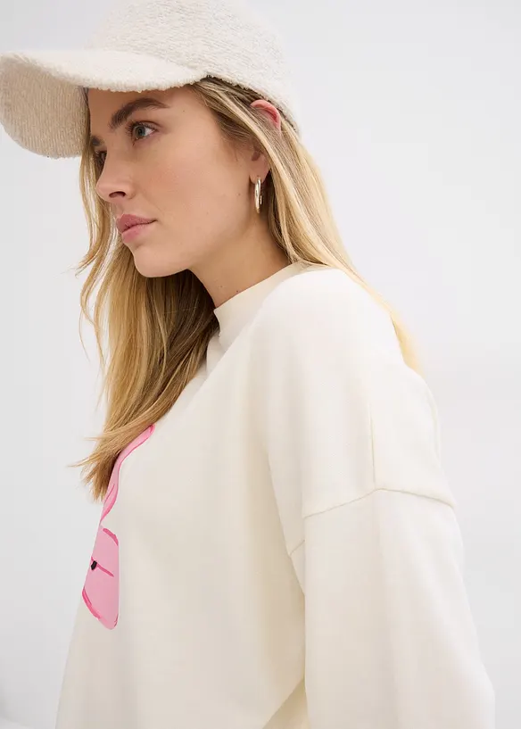 Sweatshirt med tryck i bomullsmix, bonprix