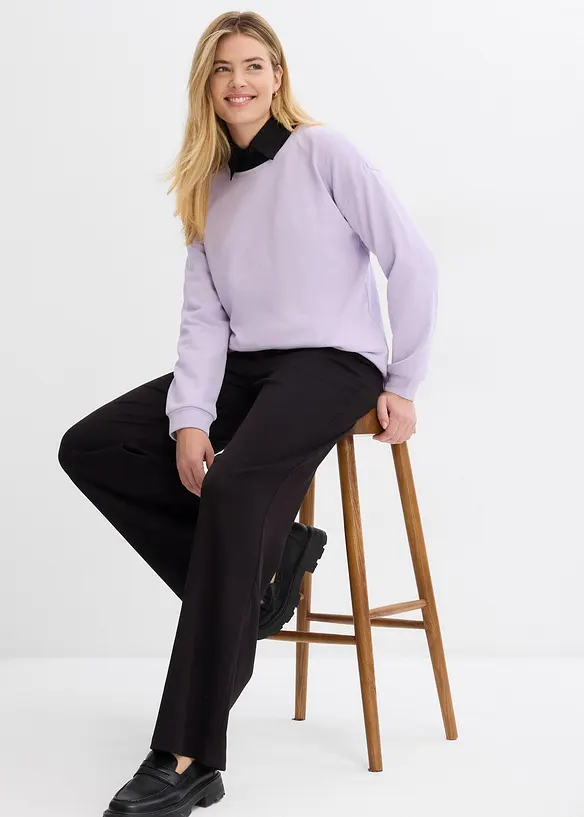 Sweatshirt i bomullsmix som är längre bak än fram, bonprix