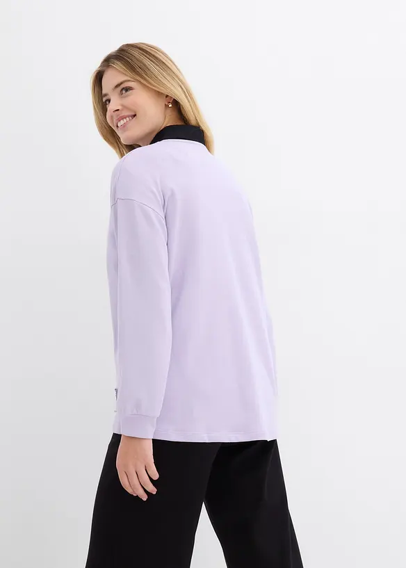 Sweatshirt i bomullsmix som är längre bak än fram, bonprix