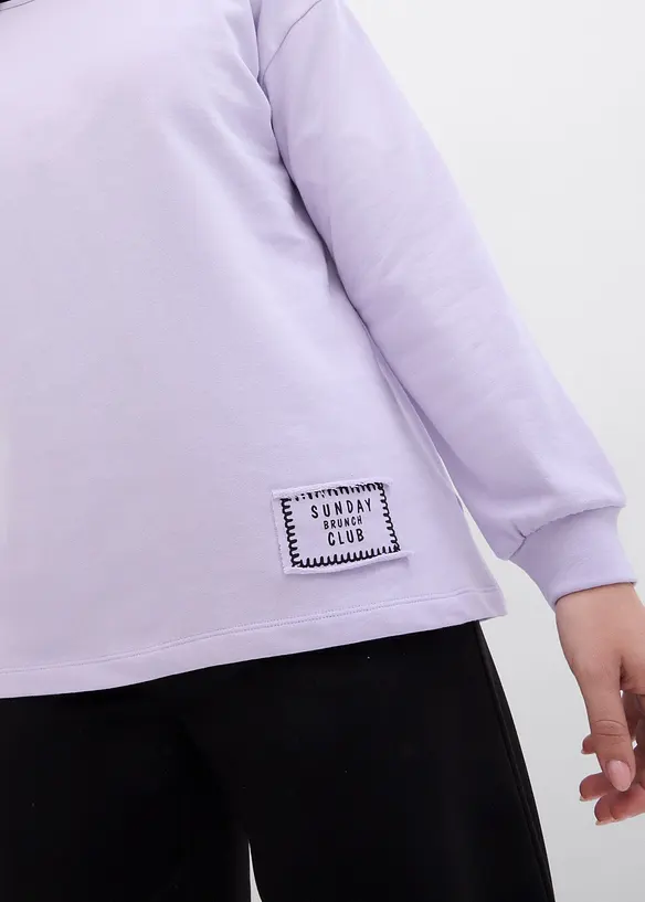 Sweatshirt i bomullsmix som är längre bak än fram, bonprix