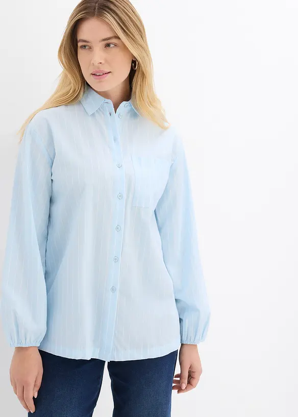 Skjortblus i bomullspoplin, bonprix