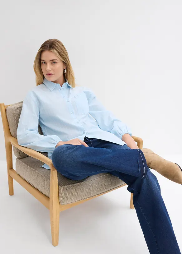 Skjortblus i bomullspoplin, bonprix