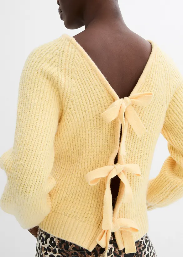 Vändbar cardigan med rosetter, bonprix