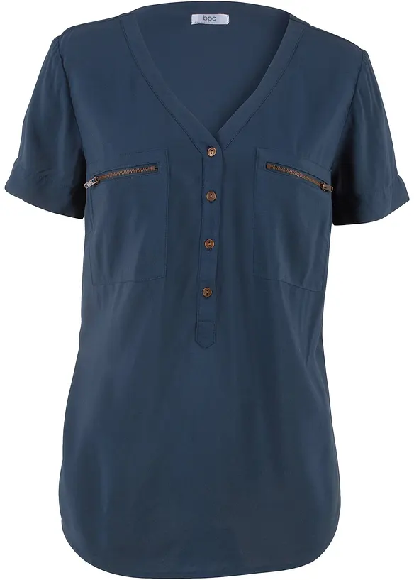 Viskosblus, kort&auml;rmad, bonprix