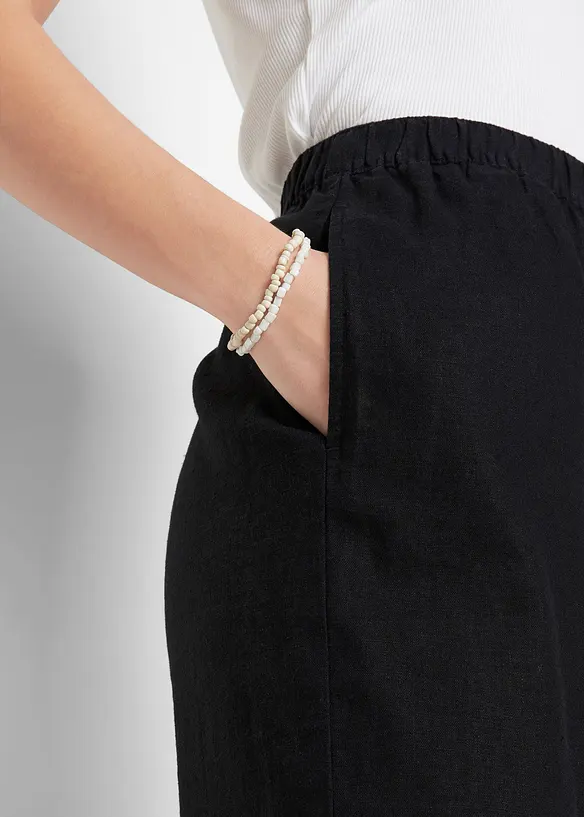 Bermudas med linne och bekväm hög midja, bonprix