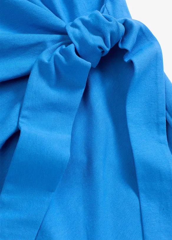 Jerseyklänning med knytdetalj i elastisk bomullsmix, bonprix