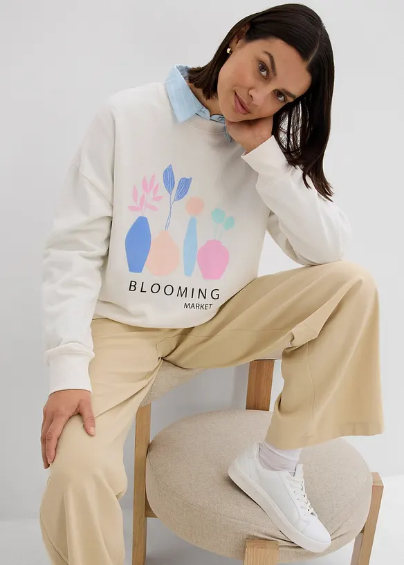 Oversizesweatshirt i bomullsmix, bonprix