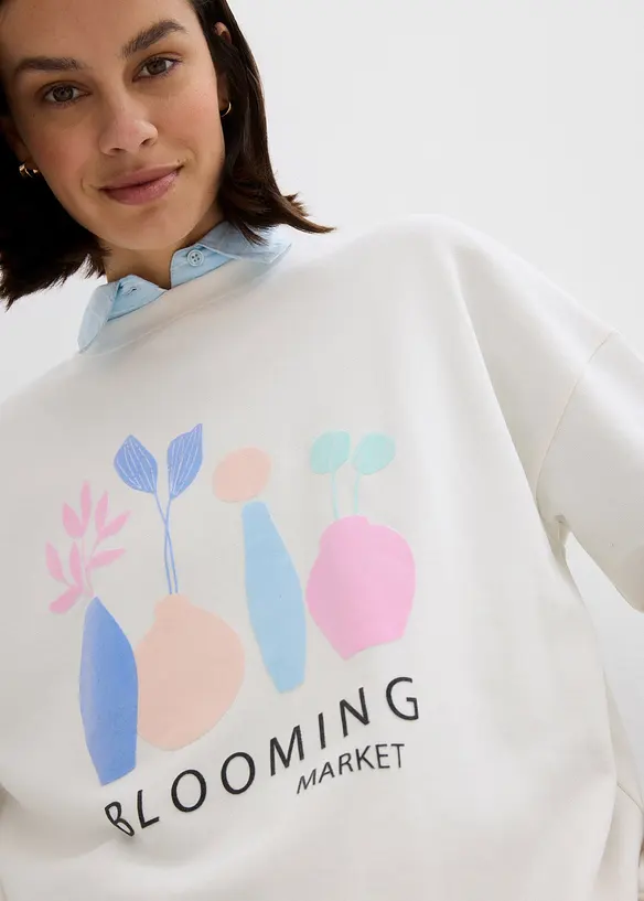 Oversizesweatshirt i bomullsmix, bonprix