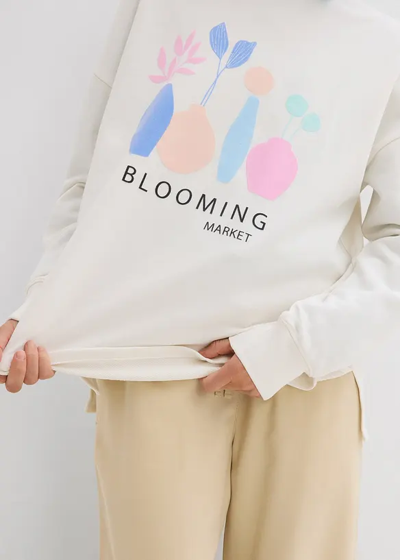 Oversizesweatshirt i bomullsmix, bonprix