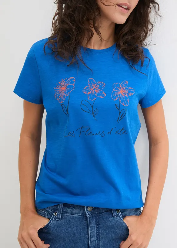 T-shirt i basmodell med tryck (2-pack), bonprix