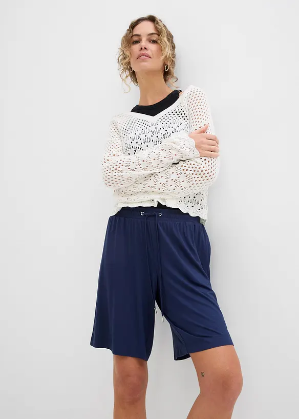 Jerseybermudas av viskos med mjukt fall, bonprix