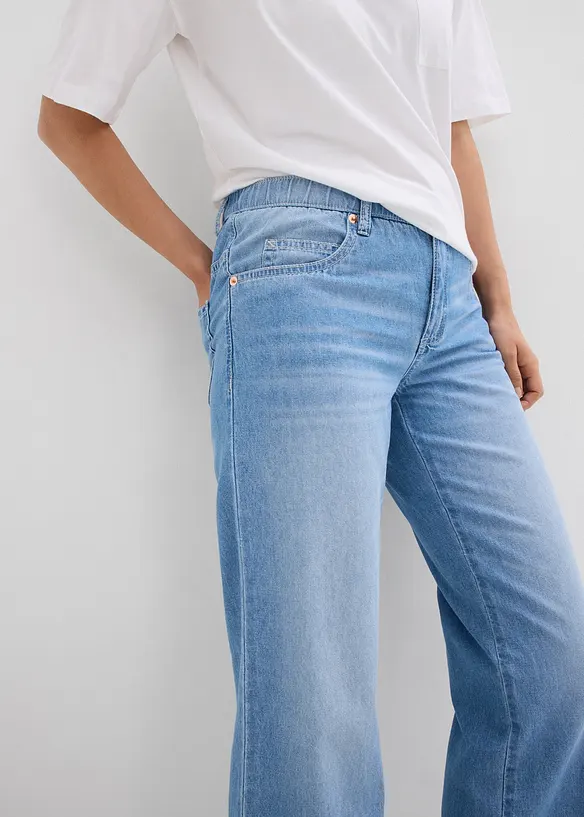 Straight Jeans Mid Waist med bekväm midja, cropped, bonprix