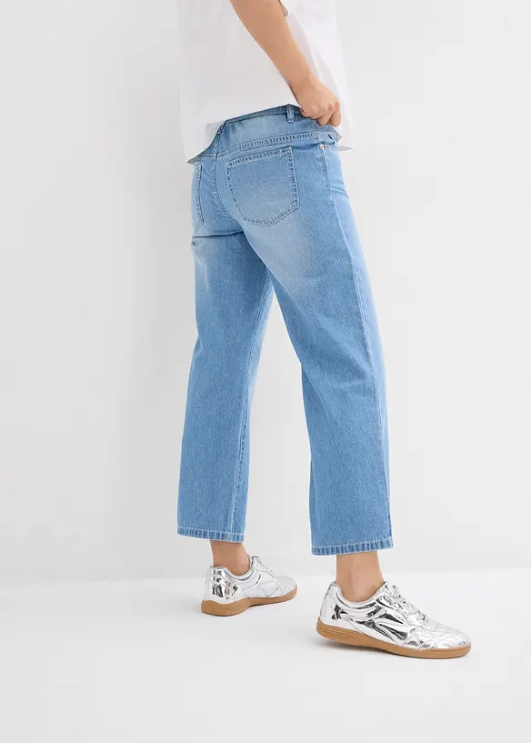 Straight Jeans Mid Waist med bekväm midja, cropped, bonprix