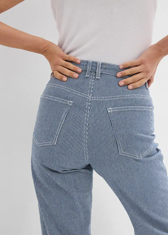 Straight Jeans, High Waist, med ränder, bonprix