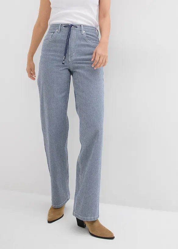 Straight Jeans, High Waist, med ränder, bonprix