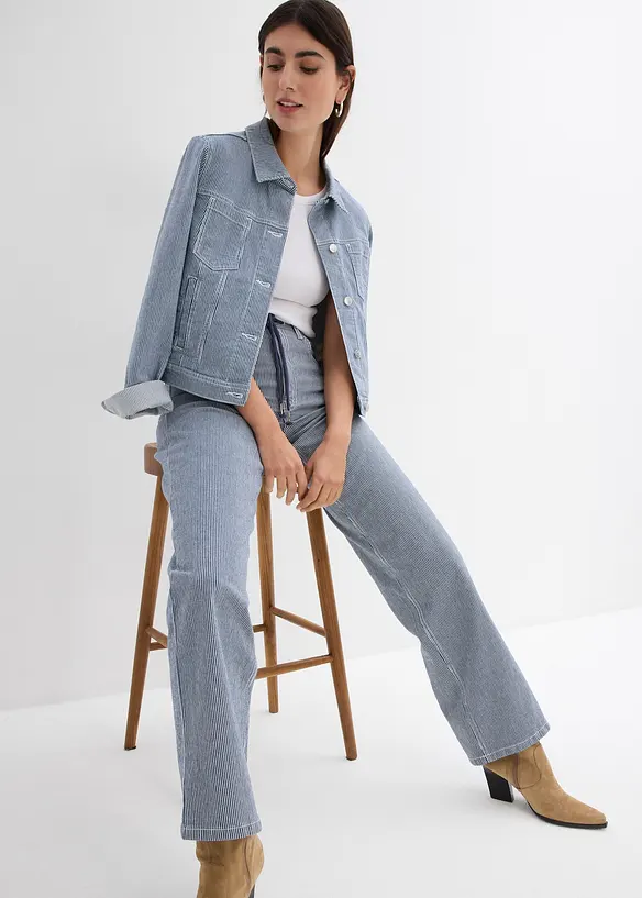 Straight Jeans, High Waist, med ränder, bonprix