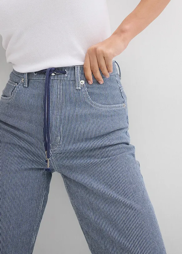 Straight Jeans, High Waist, med ränder, bonprix