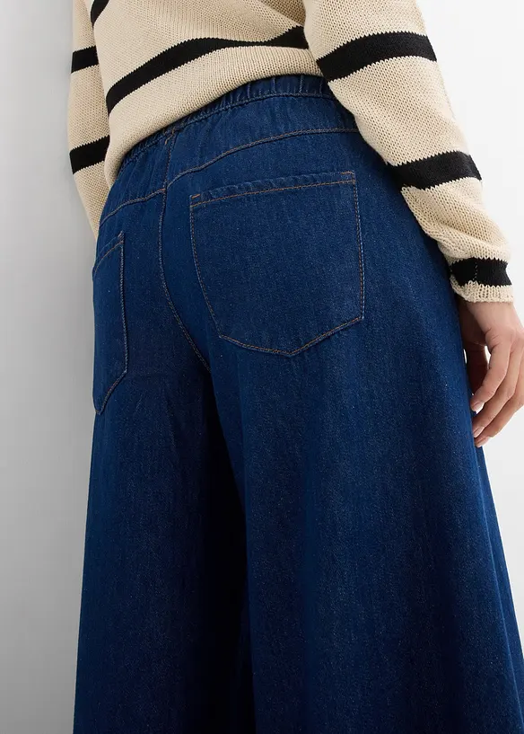 Jeans med vida ben, medelhög midja och resårlinning, bonprix