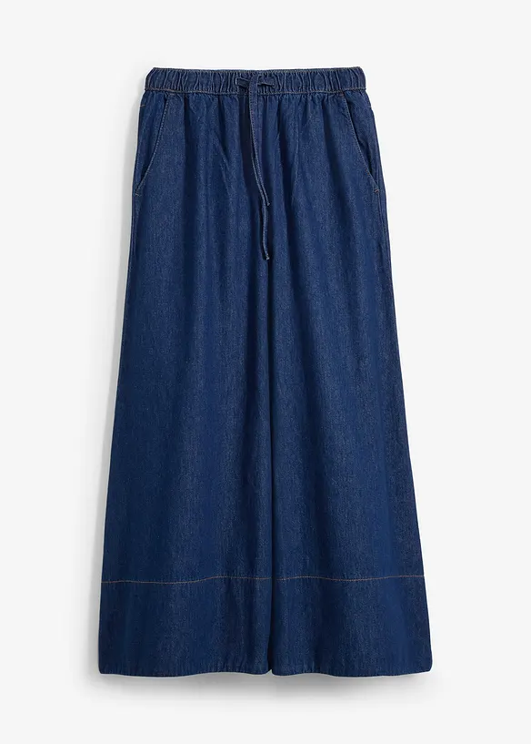 Jeans med vida ben, medelhög midja och resårlinning, bonprix
